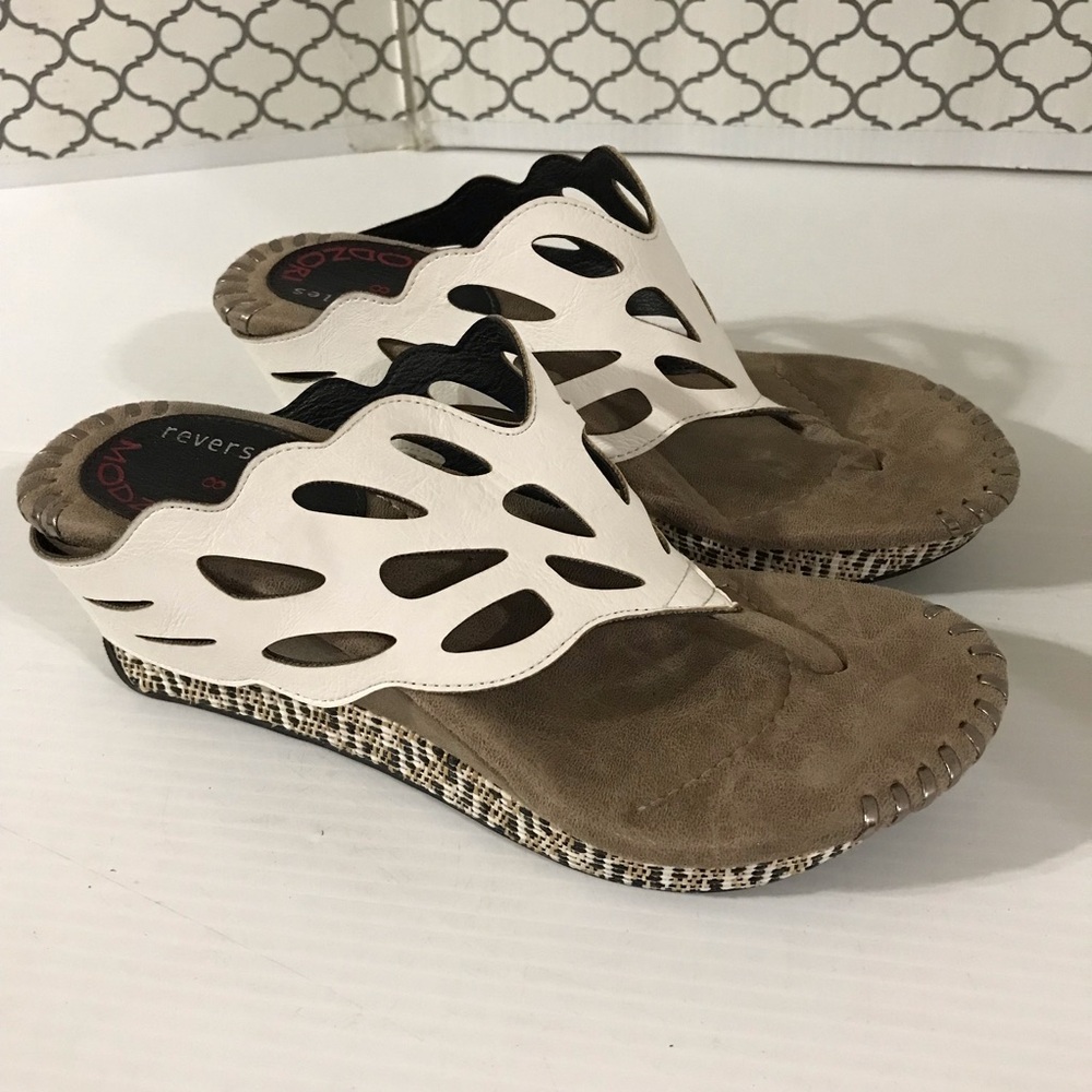 Modzori Reversible Wedge Open Toe Slide Sandals Womens Size 8